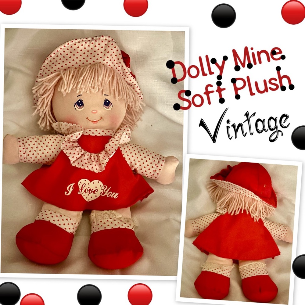 Vintage Dolly Mine Plush Cloth Rag Doll